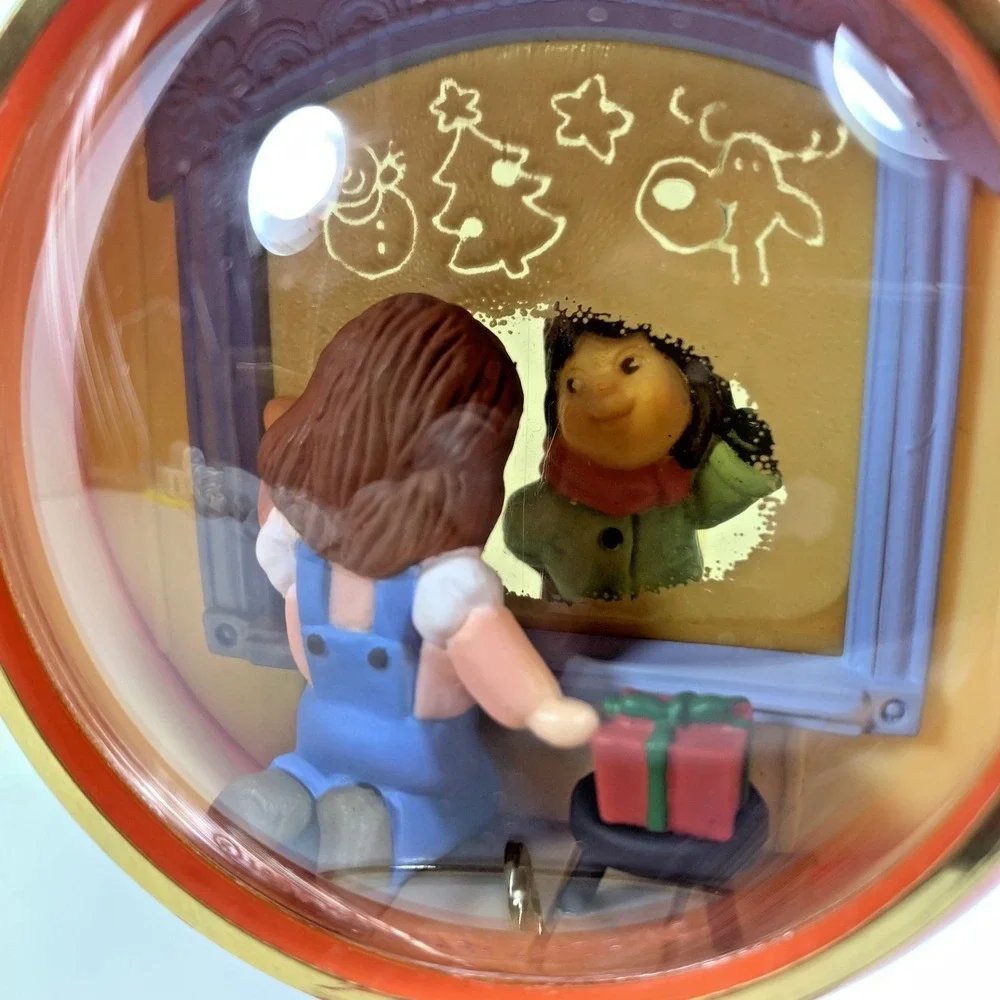 1984 Holiday Friendship Friends Peek‎ Thru Hallmark Ornament 3D Diorama